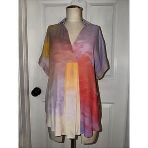 Blank London V Neck Watercolor Tie Dye Boxy Blouse XS